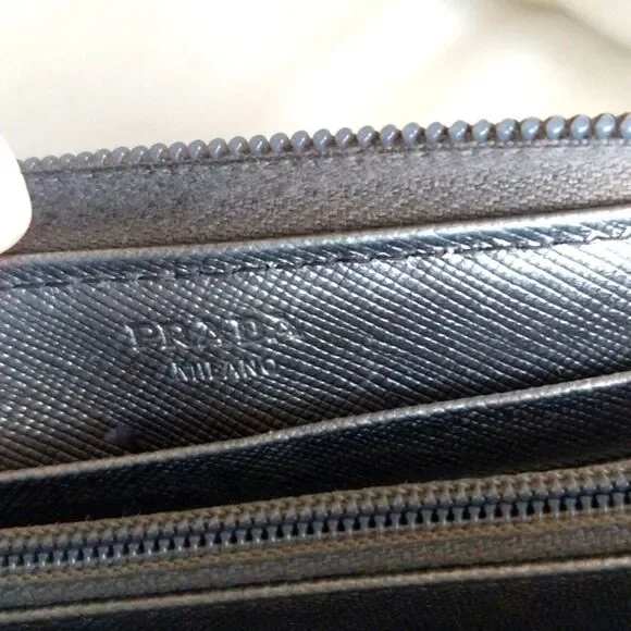 PRADA Metallic Leather Zip Around Wallet - Picture 8 of 16